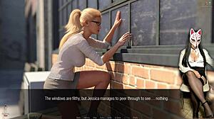 young girl teases old dude's crotch in upskirt cosplay game