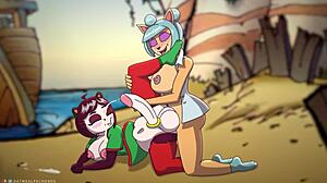 megumi and yaya panda in wild anime action