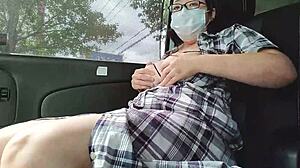 i watched this married woman masturbating in the car with legs spread.