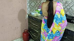 Indian bhabhi bent over for first doggystyle with devar in kitchen!