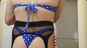 Feeling so emotional about the beautiful big ass bikini from my shemale friend in lingerie.