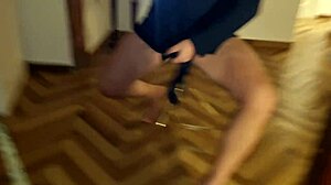 Skinny Student Flashes Panties and Sniffs in Dorm Room Tease
