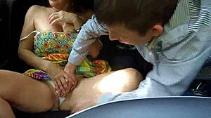 Russian milf Alina Tumanova reacts to harassment with deepthroat blowjob in taxi car