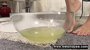 Hey, this girl is getting herself all wet and messy with dildo toys until she squirts in orgasm