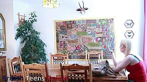 Identical looking friend drops by for first time naughty fun! Cum covers her natural tits after deepthroat blowjob.