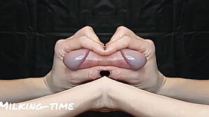 擠奶時間，我剛擠出狂野紫色精液噴射器