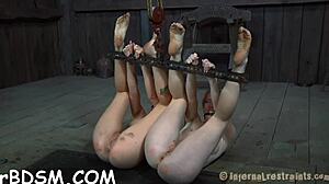 Hård bondage-sex med vackert par