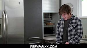 caught by stepmom penny barber while banging dough, she jumped in to help me out - pervfamxx