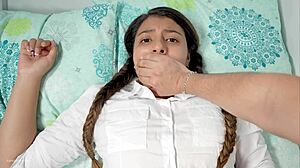 Stepbrother sneaks in to fuck stepsister hard when alone at home