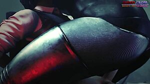 Rebeka Corn用假阳具双插带兔尾巴