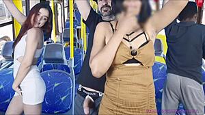 Safada щупают в ПУБЛИКЕ в переполненном автобусе