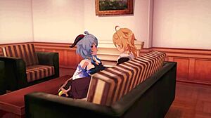 铃铛甘雨在原神动漫风格中挑逗