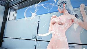 ヴァルキリーが無修正3Dヘンタイで浴室を蒸らす