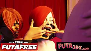 Futa3dx blondinka pride v garderobi v trojčku