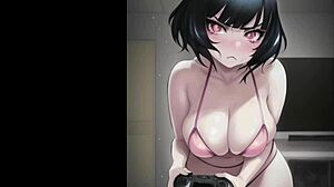 Fete anime îndrăznețe suge pulă și se sărută ud în ploaie