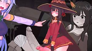 惠惠 x 阿库娅-Arcadiamkii 在狂野动漫扶她大鸡巴行动