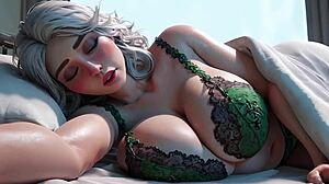 饥渴熟女在床上POV射在奶子和阴道内射。分享变得如此狂野和凌乱！