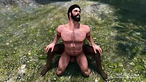 Skyrim porn gay dengan aksi kolam luar adalah panas gila! 🌿💦