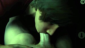 Venners blowjob løser spenning i anime spill