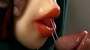 Мокрая шлюха заглатывает монстр-хер до взрыва спермы