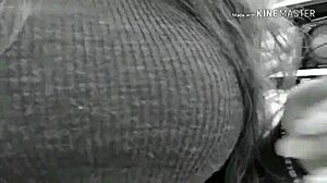 latina milf shows big tits outdoors