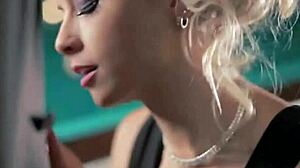 Blonde gives blowjob in cfnm setting