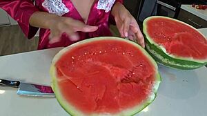 Young asian girl orgasms hard with fruit cum in hentai