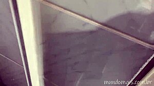 Intense amateur threesome with crossdressing actors in bedroom