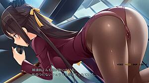 Black counselor Meika in stockings gives blowjob in chikan ochi session