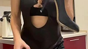 Sexy milf dances and plays