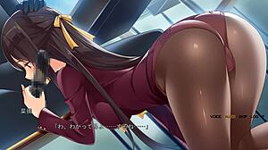 Black counselor Meika in stockings gives blowjob in chikan ochi session