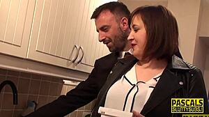 Chubby Submissive Skank Sucks and Fucks in Bondage Gear