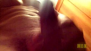 Solo pleasure with uncut cock