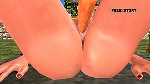 an animated 3d cartoon porn video of a cute indian girl laying down and masturbating using carrot