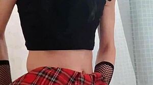 Teen amateur crossdresser plays with cock in gay solo scene