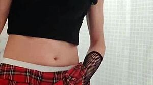 Teen amateur crossdresser plays with cock in gay solo scene