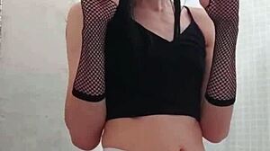 Teen amateur crossdresser plays with cock in gay solo scene