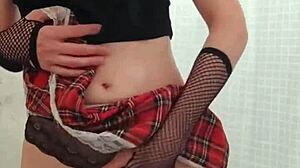 Teen amateur crossdresser plays with cock in gay solo scene