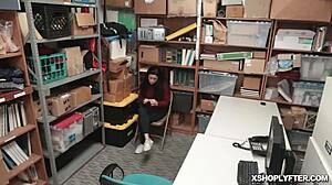 Monica Saige Riding LP Officer's Cock at Work