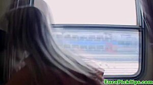 real public slut swallows cum