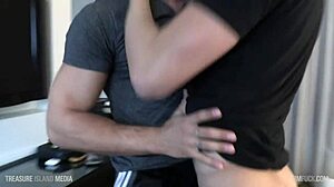 Gayanal action with hardcore bareback blowjob and spitting