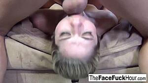 Blonde Babe's Throat Filled with Cock