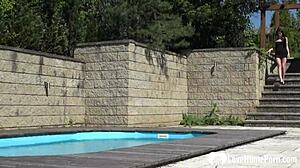 Brunette Plays with Her Lusty Body Outdoors