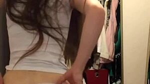 French teen twerks while her sleeping boyfriend snuggles her