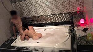 An amateur couple’s kinky soapy shower scene