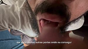 bearded man performs oral on multiple partners
