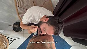 bearded man performs oral on multiple partners