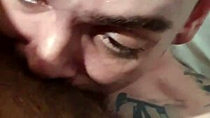 Overwhelmed by the size of this incredible gay cock in my mouth during bareback sucking.