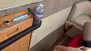 mile high threesome on private plane ends with double creampie fucking