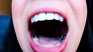 Intense mouth fetish with tongue action.